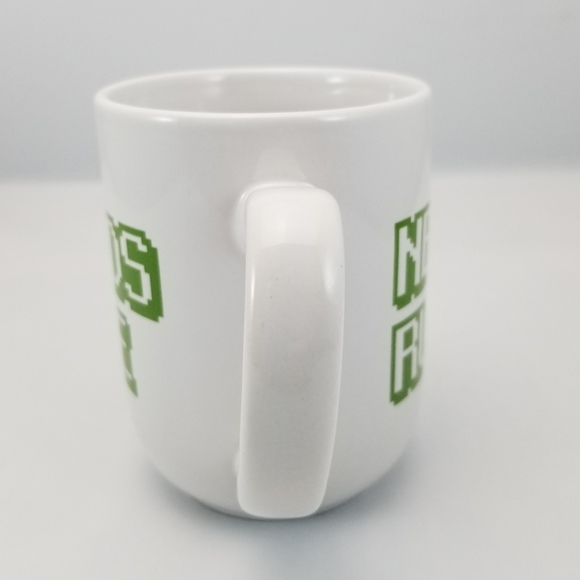 Royal Norfolk Nerds Rule Printed Novelty Ceramic Coffee Mug White and Green - Picture 4 of 8